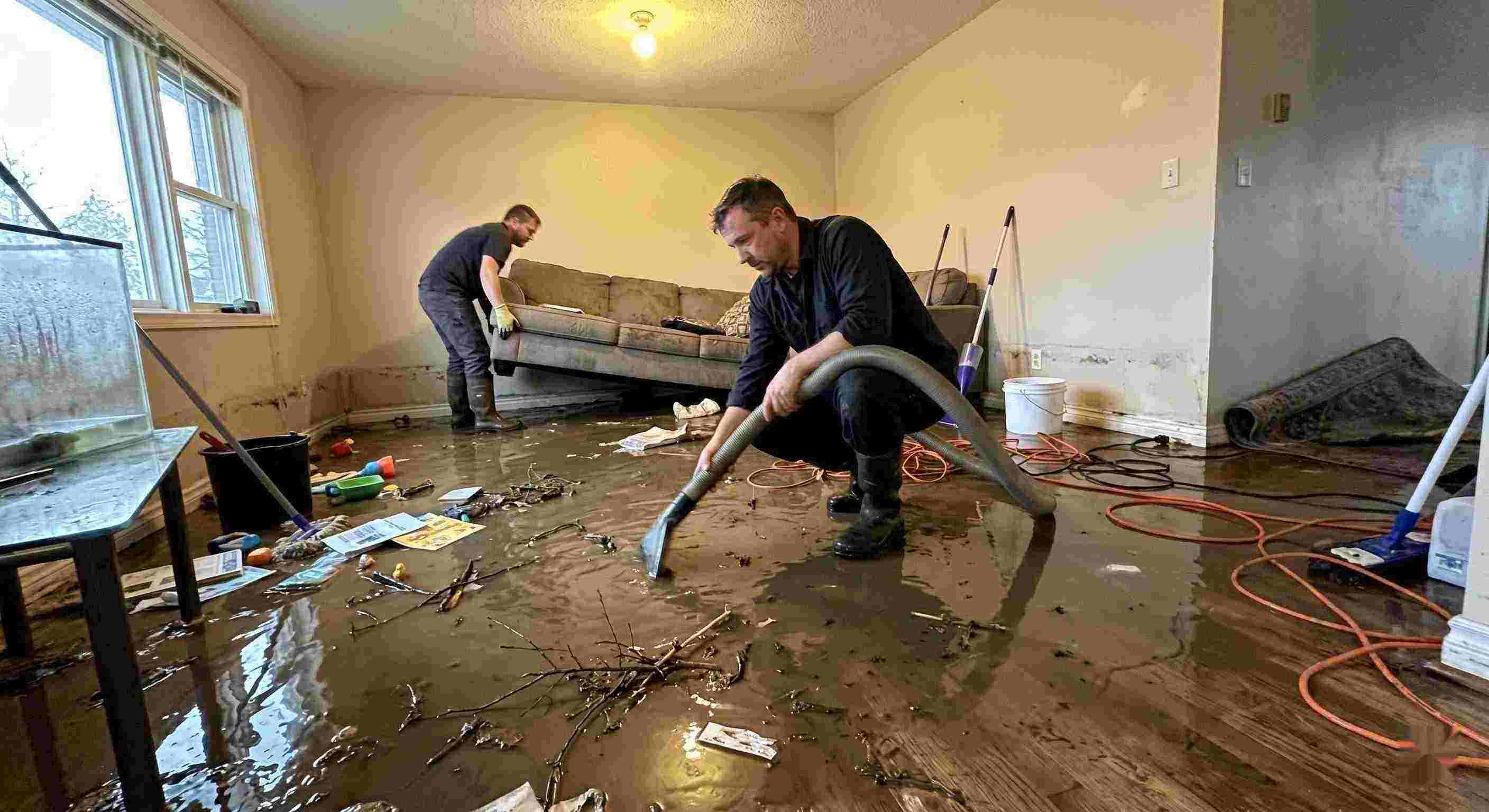flood water extraction service removing contaminated water from flooded home in Reno